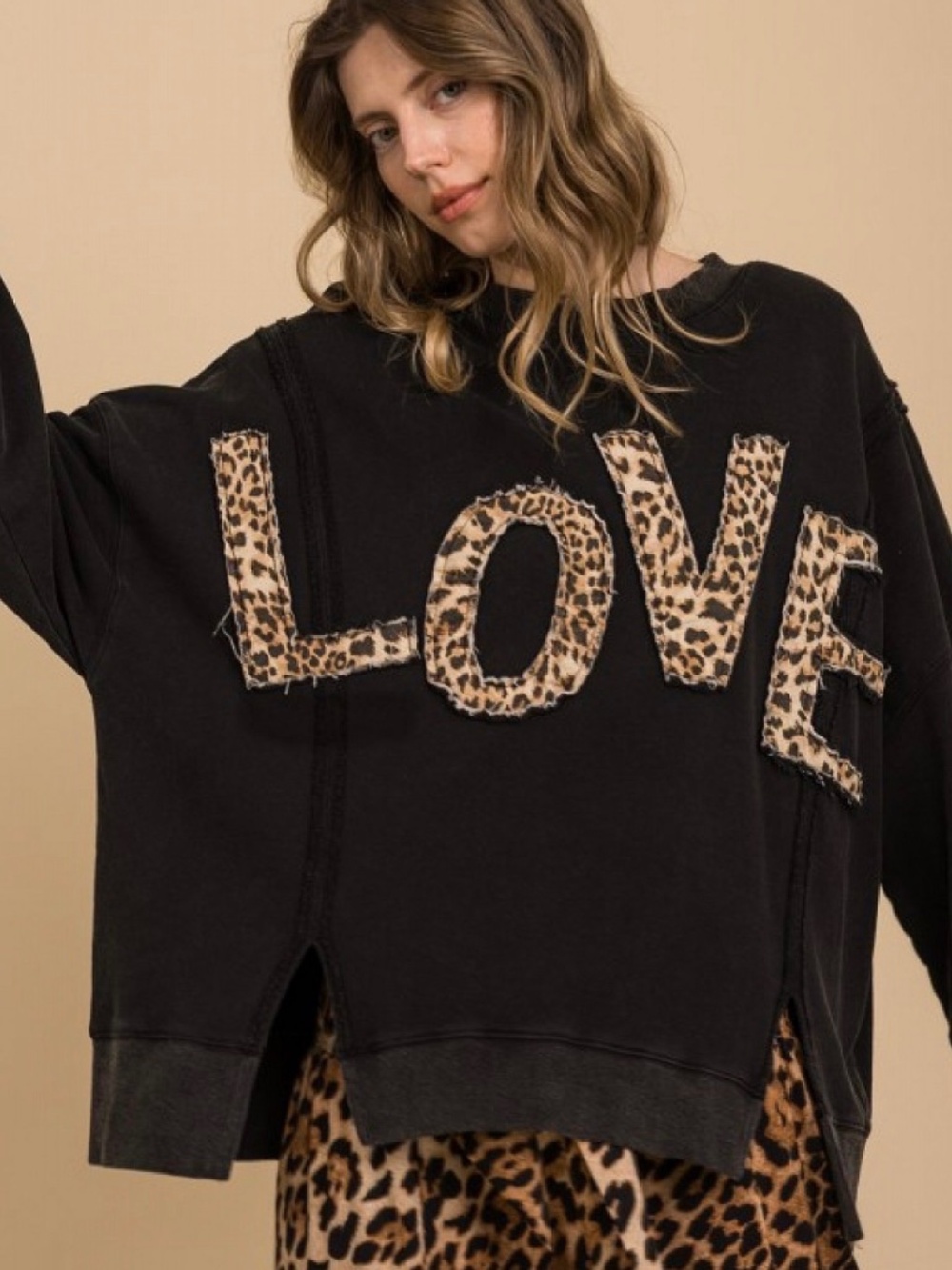 ❤️ BLUE VELVET “ LOVE “ BLUE VELVET LOVE LEOPARD PATCHWORK TOP
